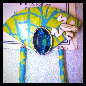 Handmade Polymer Clay Brooch Pin with earrings